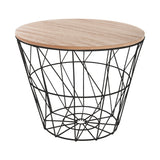 Masuta de Cafea cu stand metal, Negru, 38x38 cm
