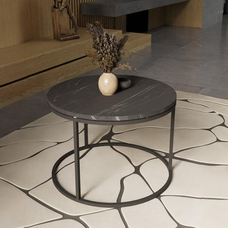 Masuta de cafea Drion  marmura neagra-metal negru D60x40cm
