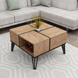 Masuta De Cafea Dursun cu 4 Compartimente, 72x44x72 cm - Atlantic Pine Black