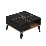 Masuta De Cafea Dursun cu 4 Compartimente, 72x44x72 cm - Nuc Negru Alb
