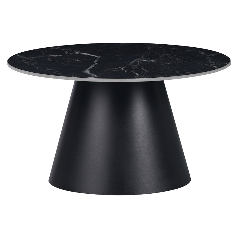 Masuta de cafea Fabrin neagra din piatra sinterizata si metal, negru, 70x70x40 cm