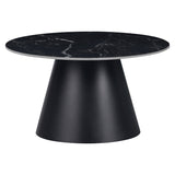 Masuta de cafea Fabrin neagra din piatra sinterizata si metal, negru, 70x70x40 cm