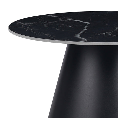 Masuta de cafea Fabrin neagra din piatra sinterizata si metal, negru, 70x70x40 cm