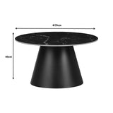 Masuta de cafea Fabrin neagra din piatra sinterizata si metal, negru, 70x70x40 cm