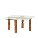 Masuta de cafea Kei Lemn Solid cu Sticla Securizata, 80x40x80 cm - Nuc