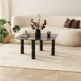 Masuta de cafea Kei Lemn Solid cu Sticla Securizata, 80x40x80 cm - Gri inchis