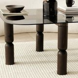 Masuta de cafea Kei Lemn Solid cu Sticla Securizata, 80x40x80 cm - Gri inchis