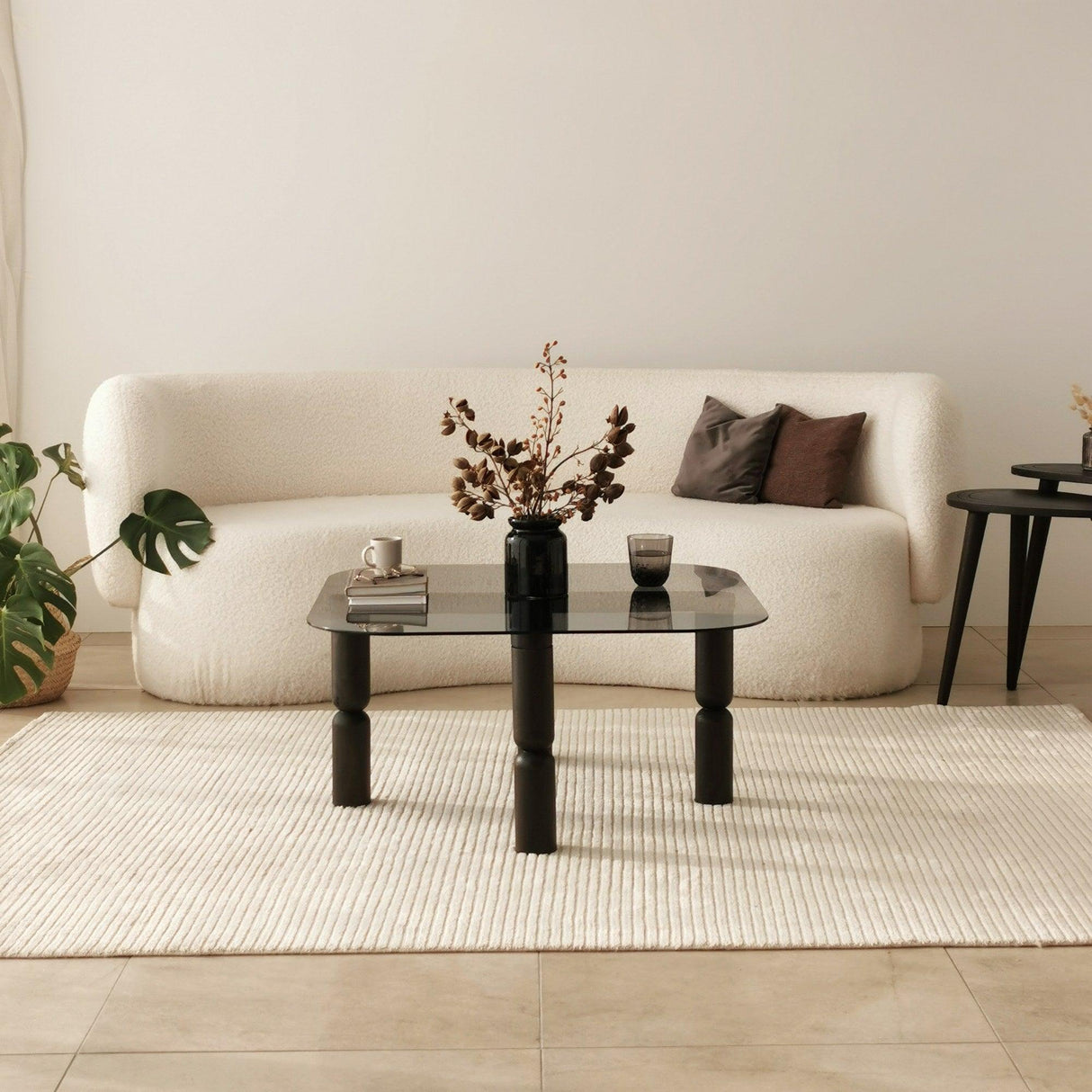 Masuta de cafea Kei Lemn Solid cu Sticla Securizata, 80x40x80 cm - Gri inchis