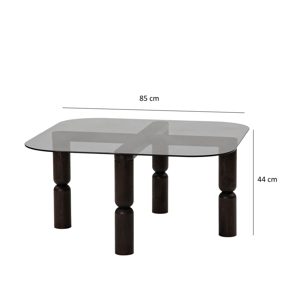 Masuta de cafea Kei Lemn Solid cu Sticla Securizata, 80x40x80 cm - Gri inchis