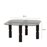 Masuta de cafea Kei Lemn Solid cu Sticla Securizata, 80x40x80 cm - Gri inchis