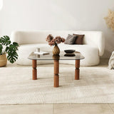 Masuta de cafea Kei Lemn Solid cu Sticla Securizata, 80x40x80 cm - Sonoma
