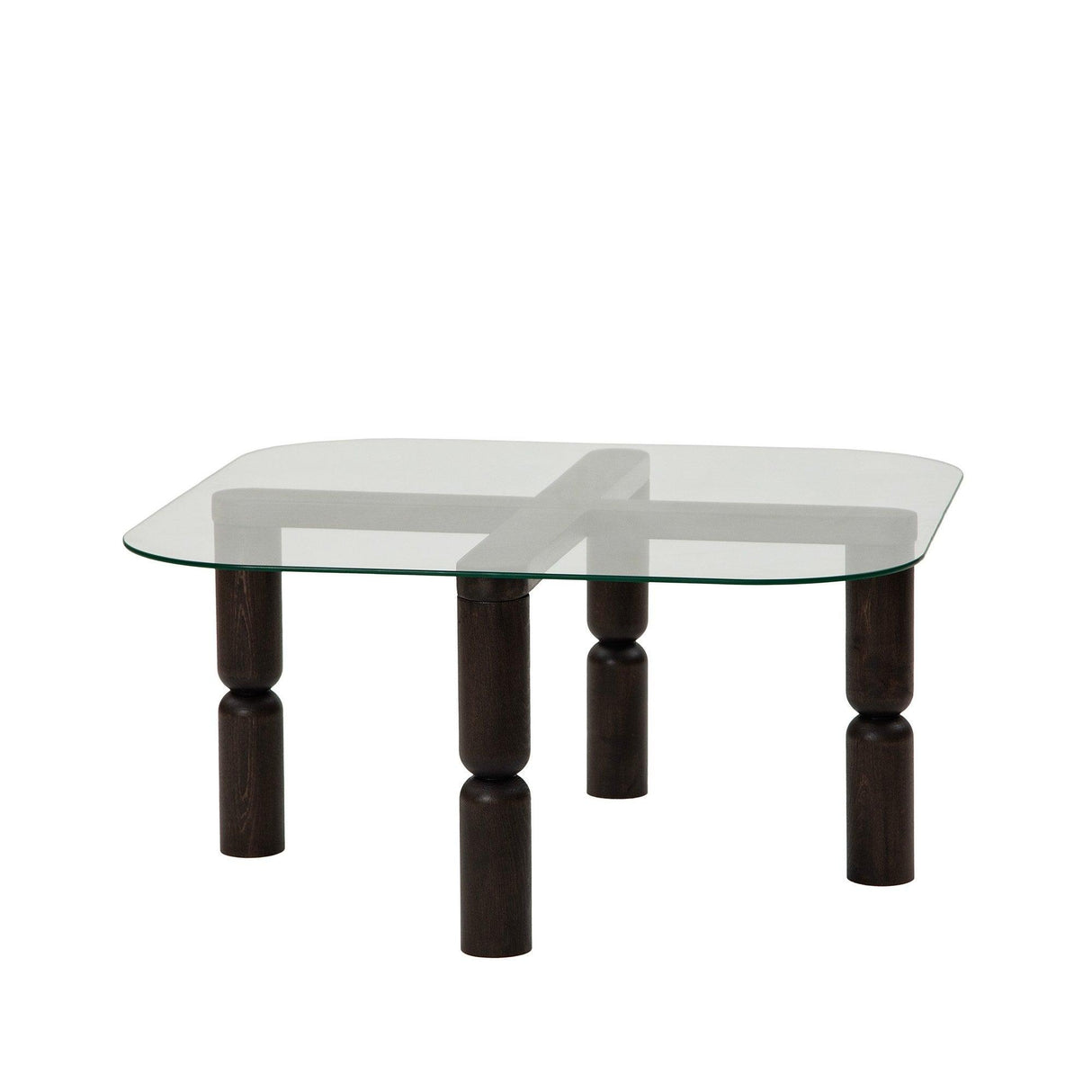 Masuta de cafea Kei Lemn Solid cu Sticla Securizata, 80x40x80 cm - Gri