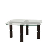 Masuta de cafea Kei Lemn Solid cu Sticla Securizata, 80x40x80 cm - Gri