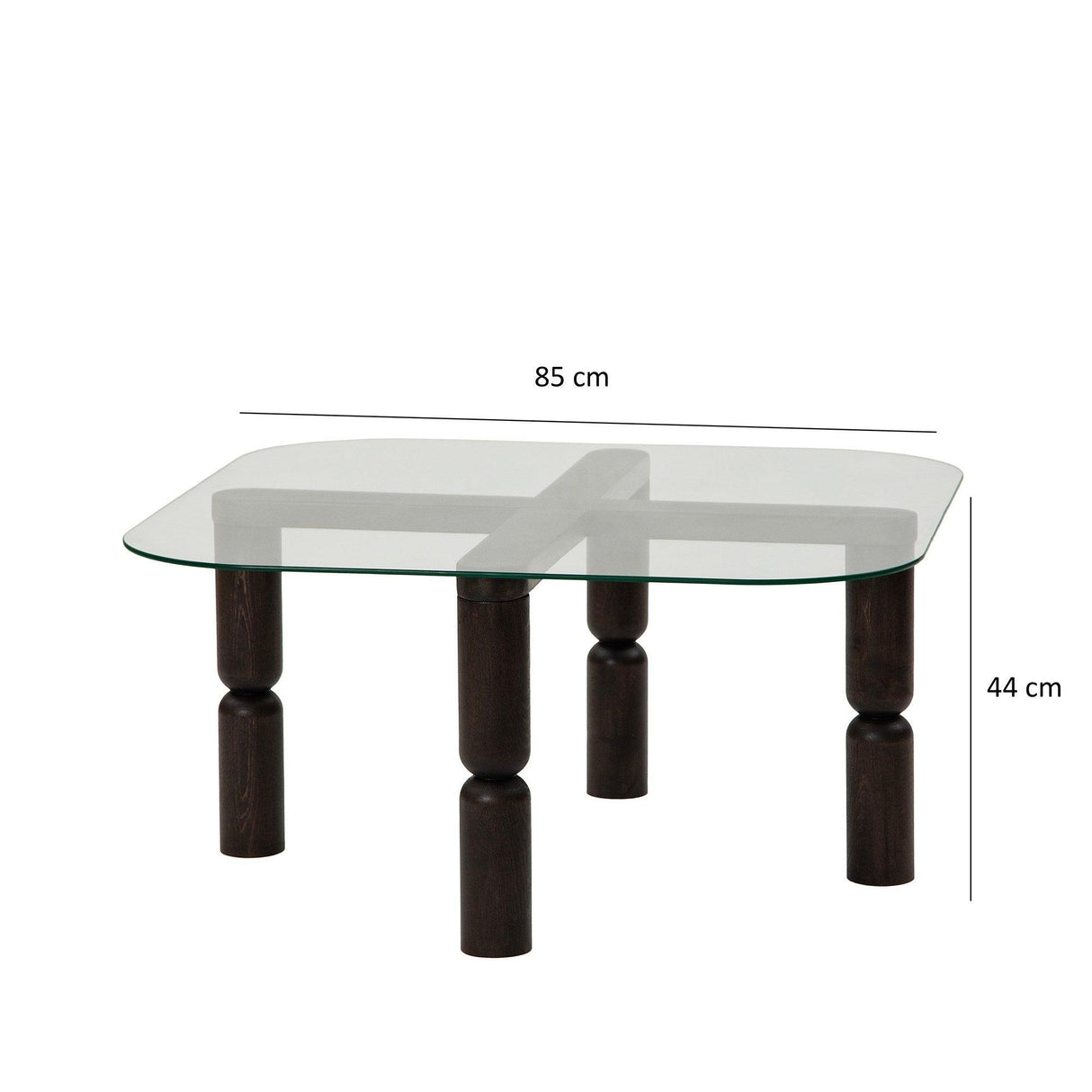 Masuta de cafea Kei Lemn Solid cu Sticla Securizata, 80x40x80 cm - Gri