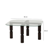 Masuta de cafea Kei Lemn Solid cu Sticla Securizata, 80x40x80 cm - Gri