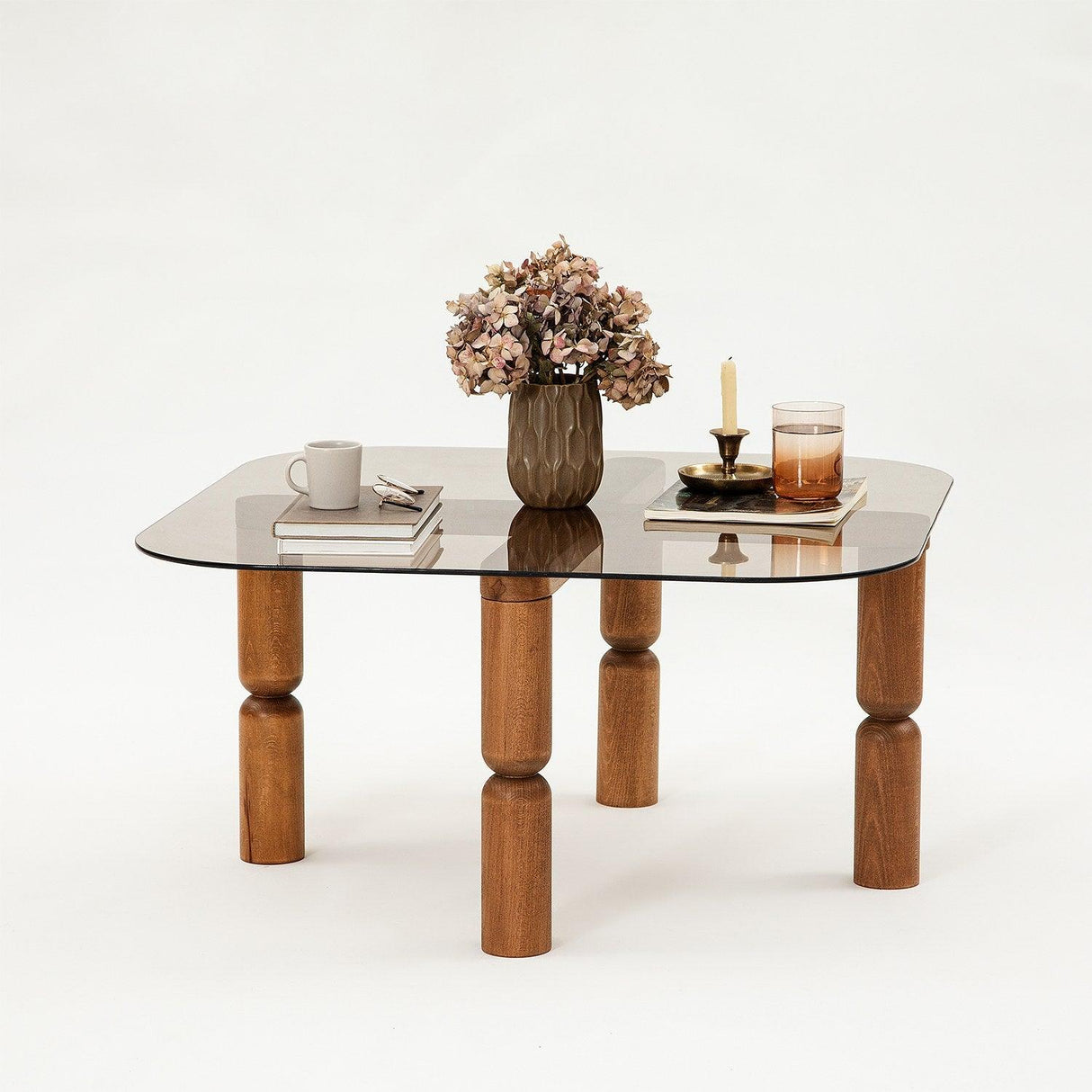 Masuta de cafea Kei Lemn Solid cu Sticla Securizata, 80x40x80 cm - Sonoma