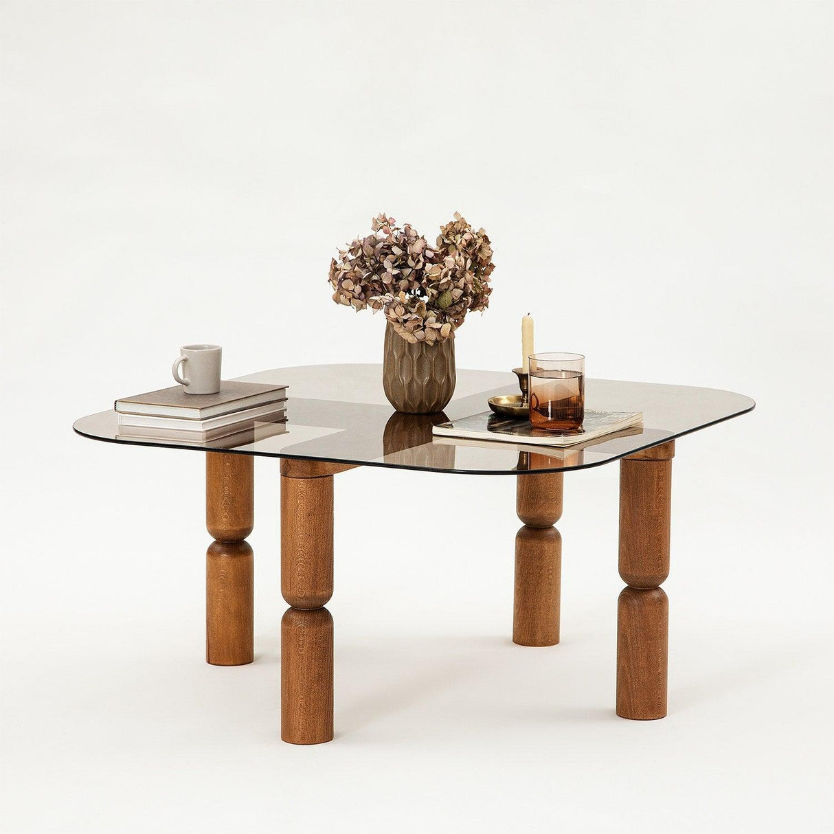 Masuta de cafea Kei Lemn Solid cu Sticla Securizata, 80x40x80 cm - Sonoma
