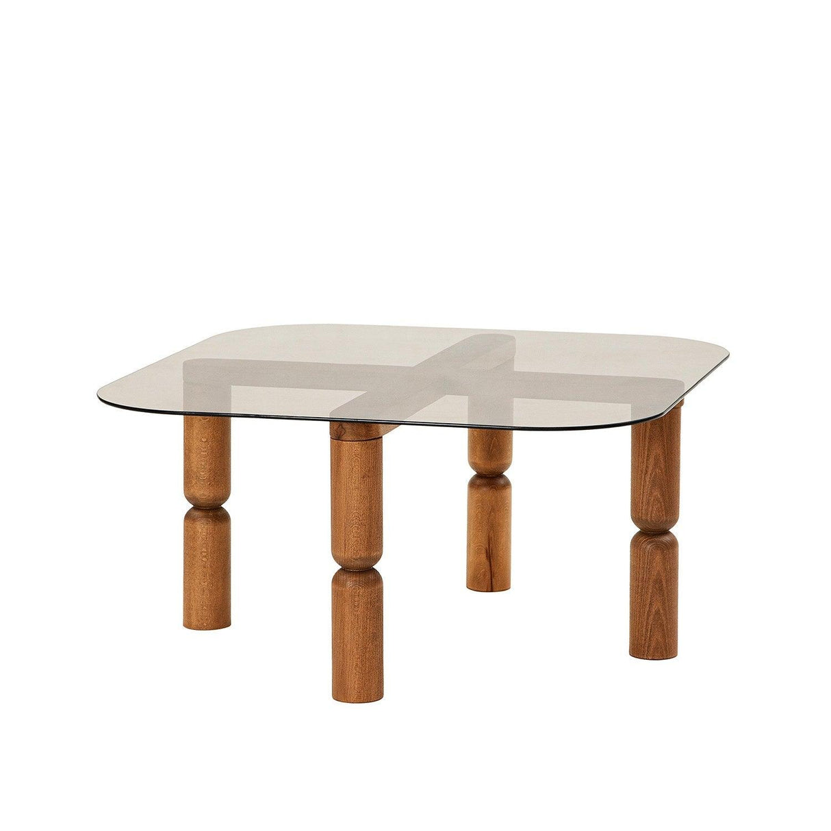 Masuta de cafea Kei Lemn Solid cu Sticla Securizata, 80x40x80 cm - Sonoma