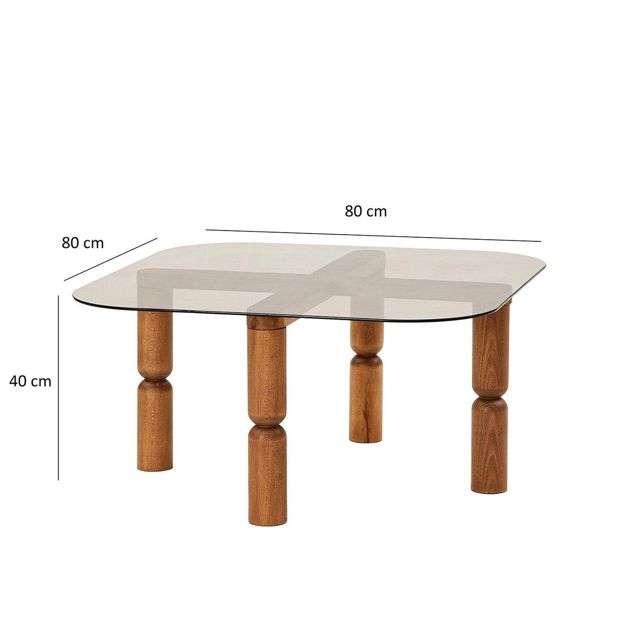 Masuta de cafea Kei Lemn Solid cu Sticla Securizata, 80x40x80 cm - Sonoma