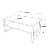 Masuta de cafea Kerpeten cadru metal, Gri - Stejar, 100x45x60 cm - Stejar