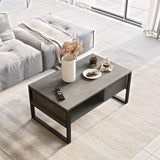 Masuta de cafea Kerpeten cadru metal, Gri - Stejar, 100x45x60 cm - Gri