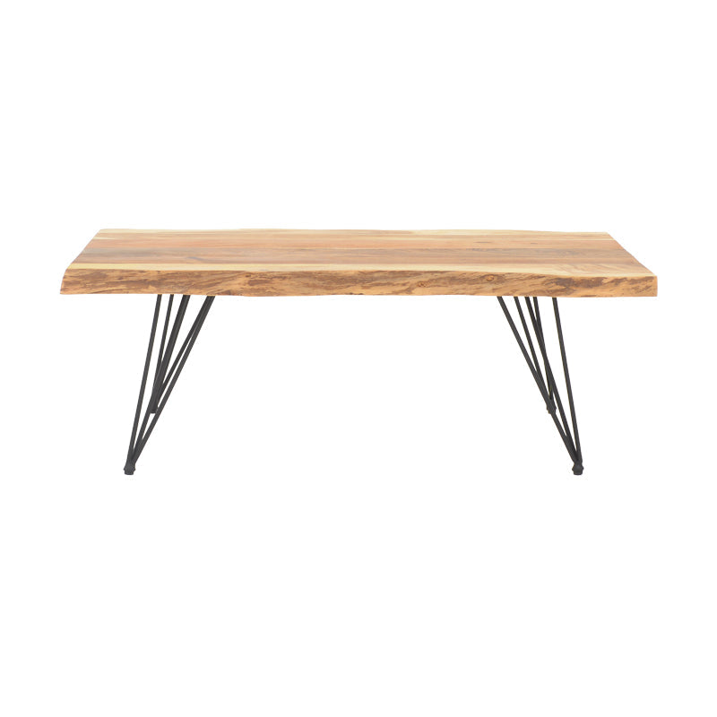 Masuta de cafea lemn masiv acacia de gradina Miles Boho, Natural, 115x69x41 cm