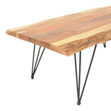 Masuta de cafea lemn masiv acacia de gradina Miles Boho, Natural, 115x69x41 cm