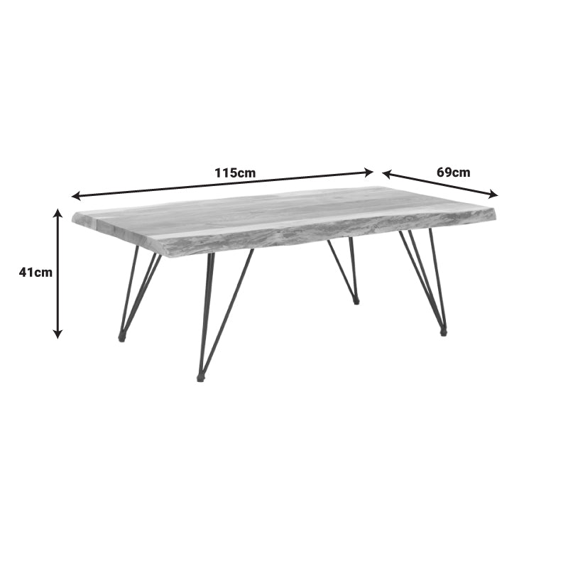 Masuta de cafea lemn masiv acacia de gradina Miles Boho, Natural, 115x69x41 cm