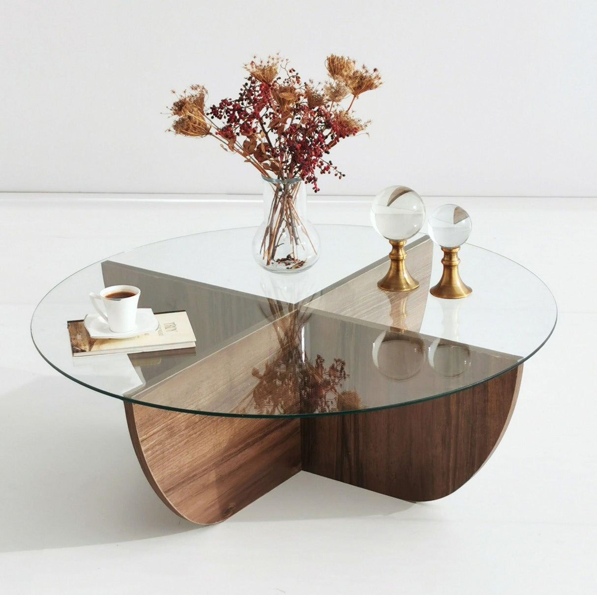 Masuta de cafea Lily - Walnut, Nuc, 90x30x90 cm