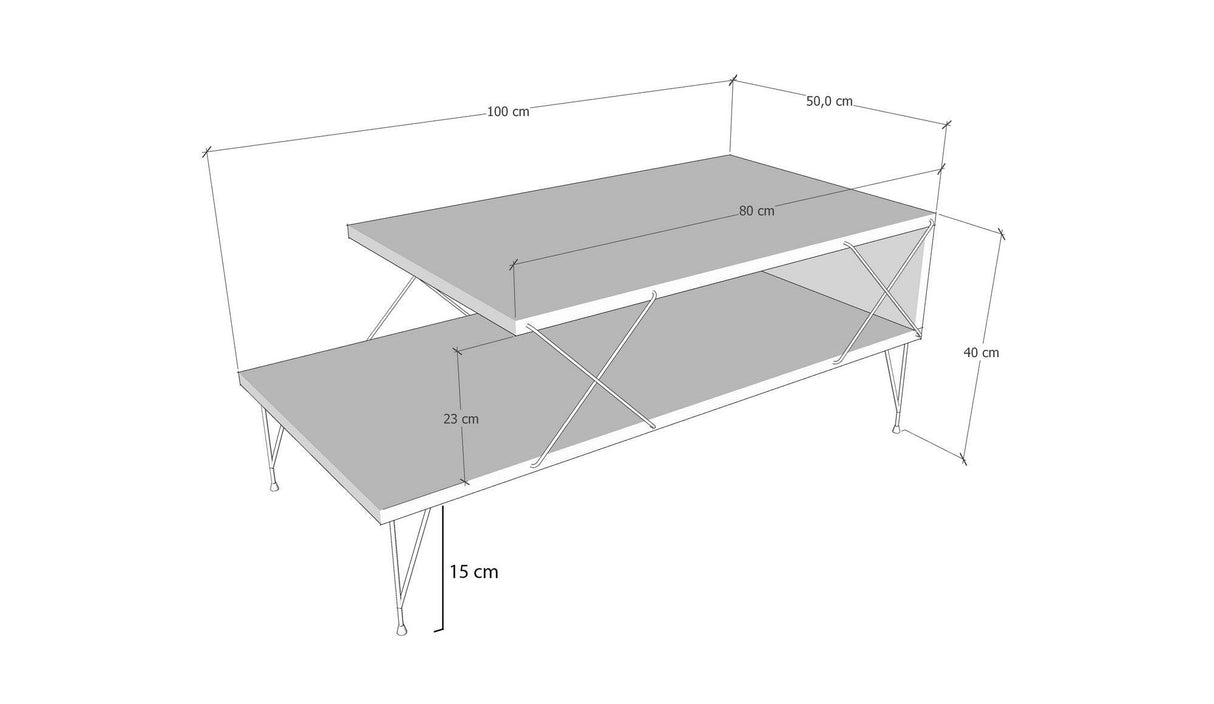 Masuta de Cafea Loire, Antracit - Alb - Stejar, 100x40x50 cm - Masuta de Cafea Loire, Antracit - Alb - Stejar, 100x40x50 cm