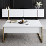 Masuta de cafea Luxe Stand Chic, Aur - Alb, 90x40x60 cm