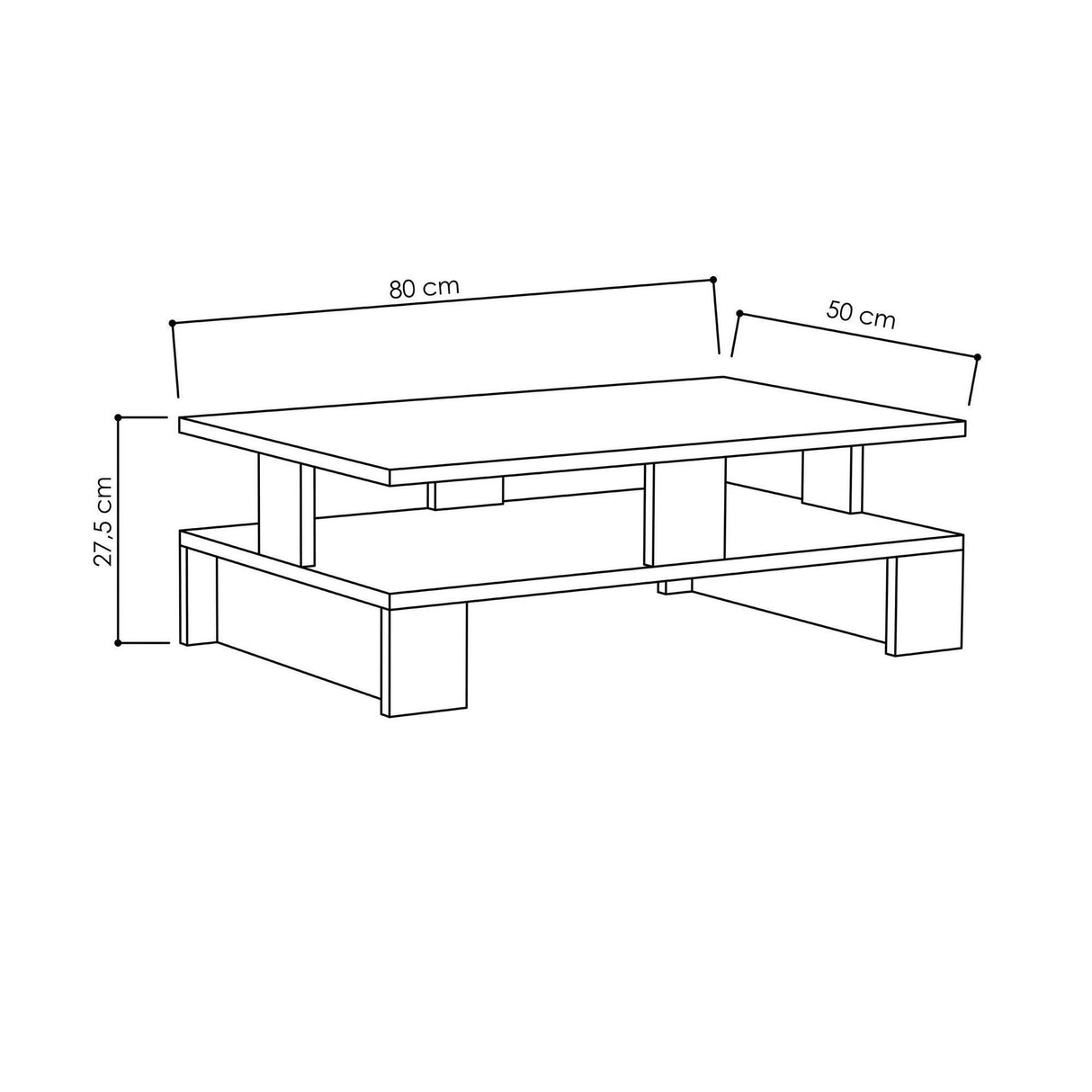 Masuta de cafea Mansu Sufragerie, 80x28x50 cm - Stejar