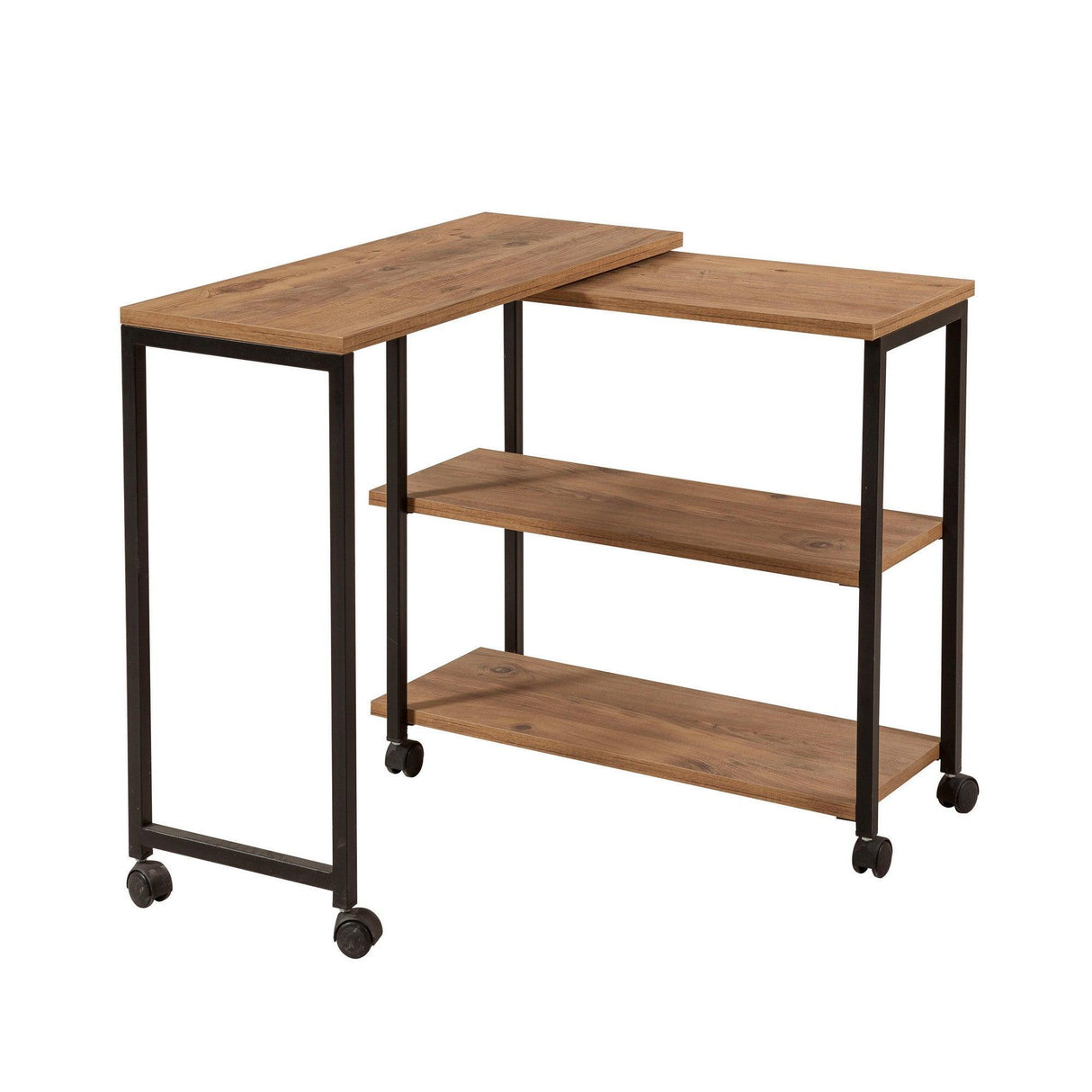 Masuta de cafea Melin cu roti, Negru Stejar, 70x63x76 cm