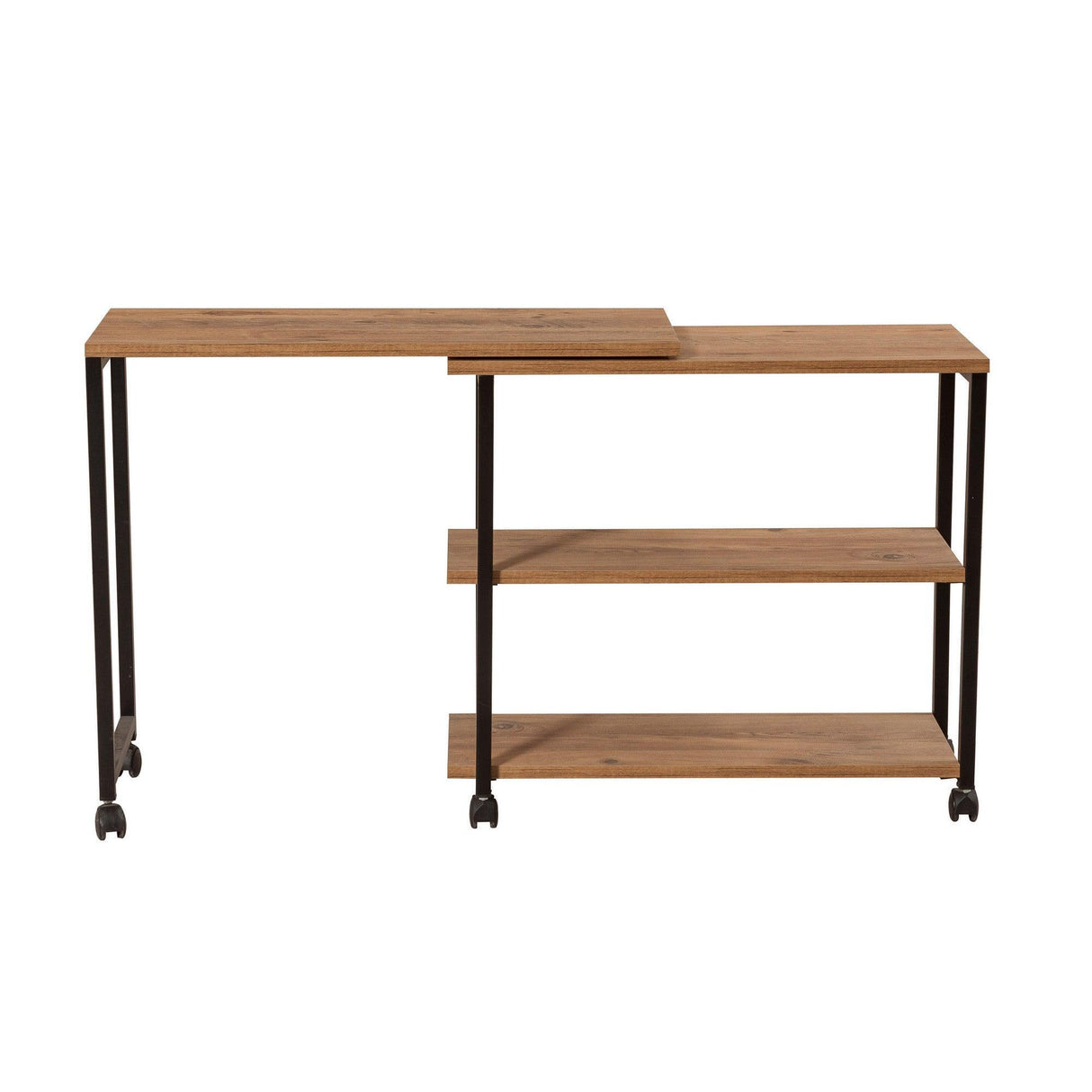 Masuta de cafea Melin cu roti, Negru Stejar, 70x63x76 cm