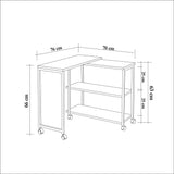 Masuta de cafea Melin cu roti, Negru Stejar, 70x63x76 cm
