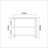 Masuta de cafea Melin cu roti, Negru Stejar, 70x63x76 cm