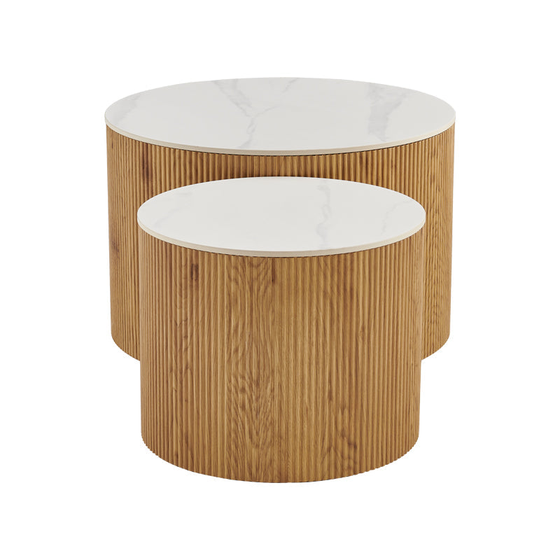 Masuta de cafea Nelba, set 2 piese, 70x70x50 cm - Stejar