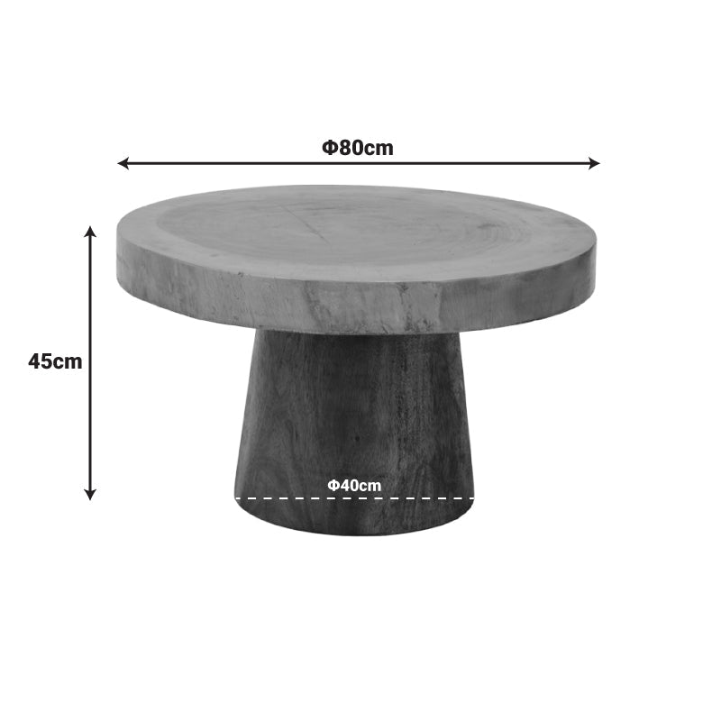 Masuta de cafea Nepal, Lemn masiv de suar, D80x45 cm - Nuc