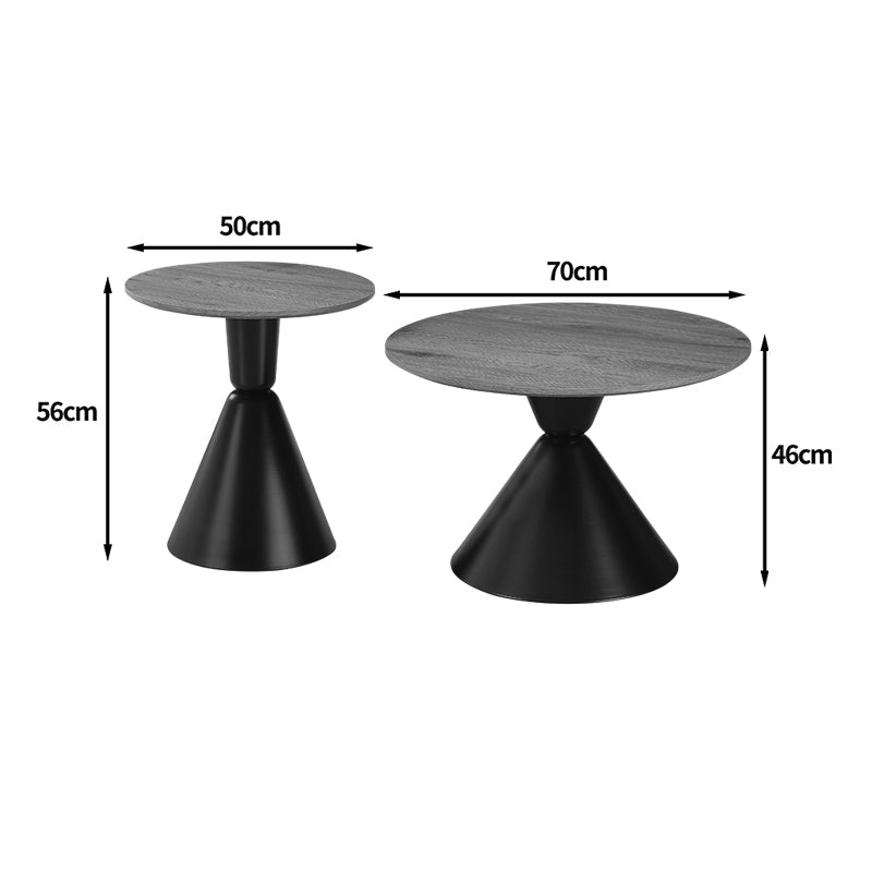 Masuta de cafea Obsidian, Metal, Alb - Negru - Negru
