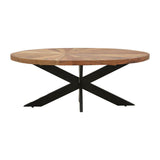 Masuta de cafea ovala Fardy lemn masiv de acacia, nuc - negru, 120x60x45 cm