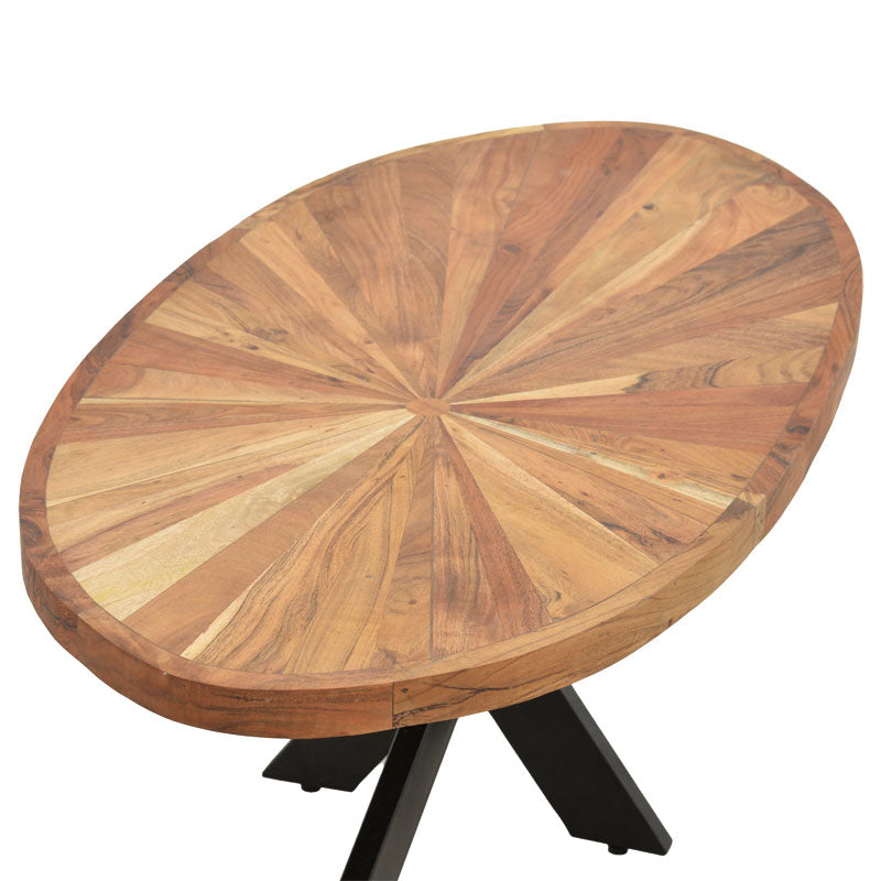 Masuta de cafea ovala Fardy lemn masiv de acacia, nuc - negru, 120x60x45 cm, perspectiva suplimentara