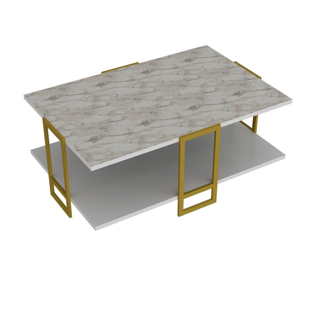 Masuta de cafea Polka - White, Aur, 92x37x62 cm