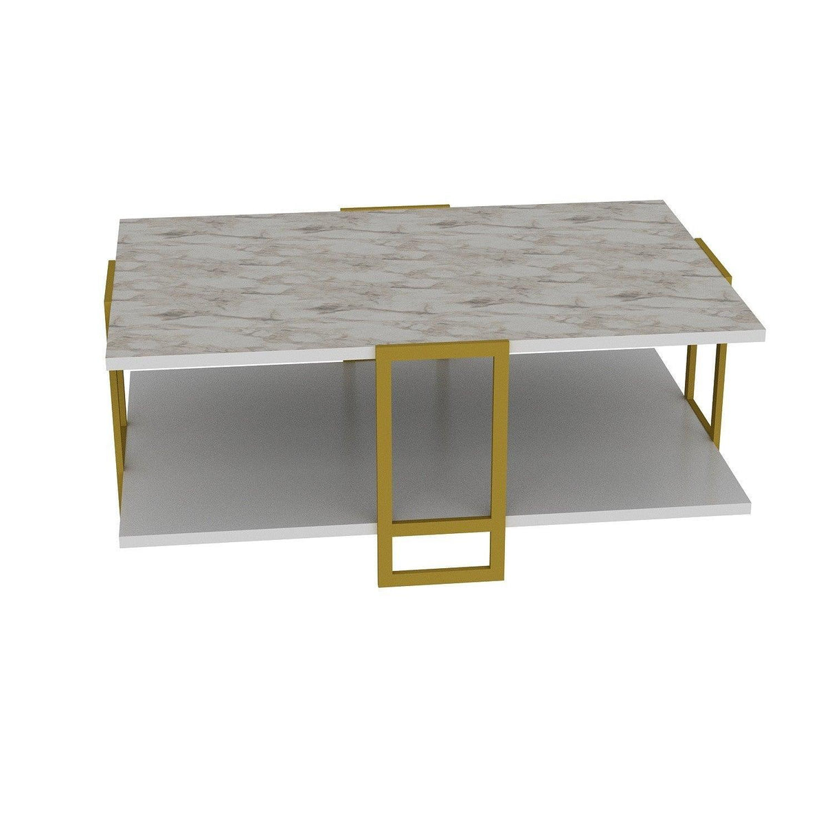 Masuta de cafea Polka - White, Aur, 92x37x62 cm