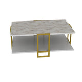 Masuta de cafea Polka - White, Aur, 92x37x62 cm