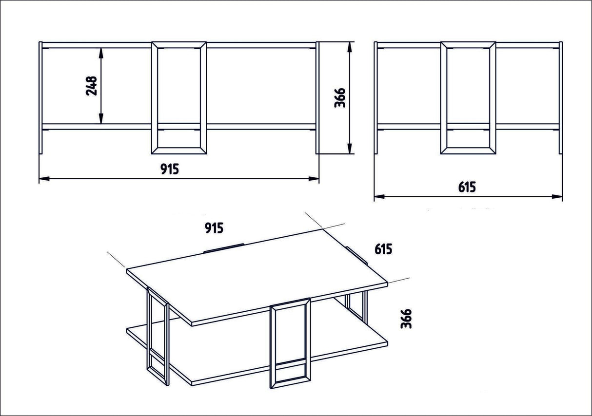 Masuta de cafea Polka - White, Aur, 92x37x62 cm