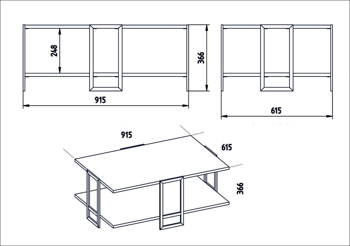 Masuta de cafea Polka - White, Aur, 92x37x62 cm