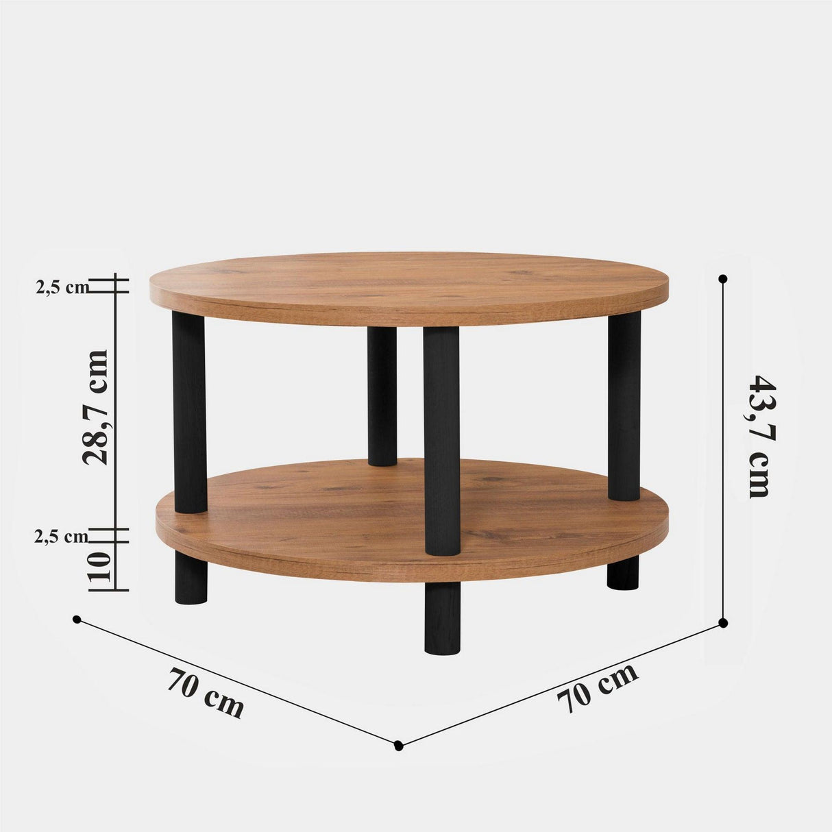 Masuta de cafea Roby - Black, Negru, 70x44x70 cm