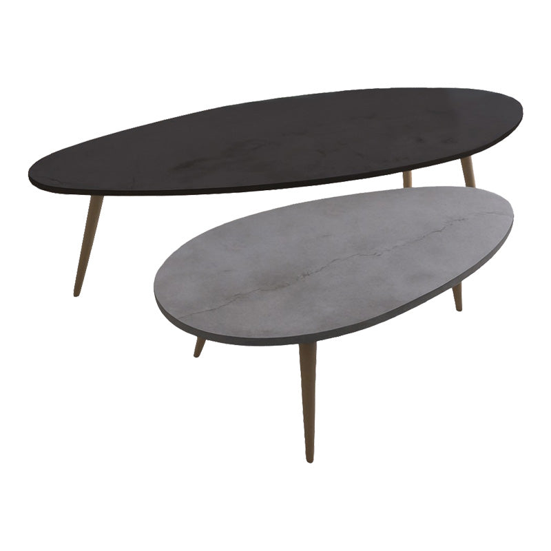 Masuta de cafea set 2 piese Monty, și metal, Negru - Gri, 116x46x46 cm, detaliu produs