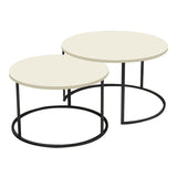 Măsuță de cafea set 2 piese Solme, metal crem și negru, variabile, 75x75x45 cm