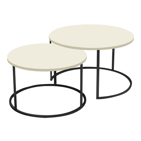Măsuță de cafea set 2 piese Solme, metal crem și negru, variabile, 75x75x45 cm